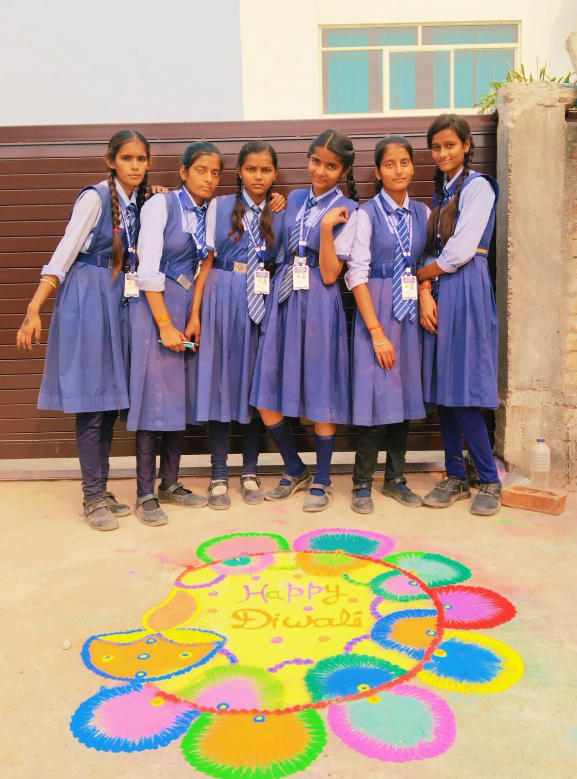 Students posing together during a school celebration