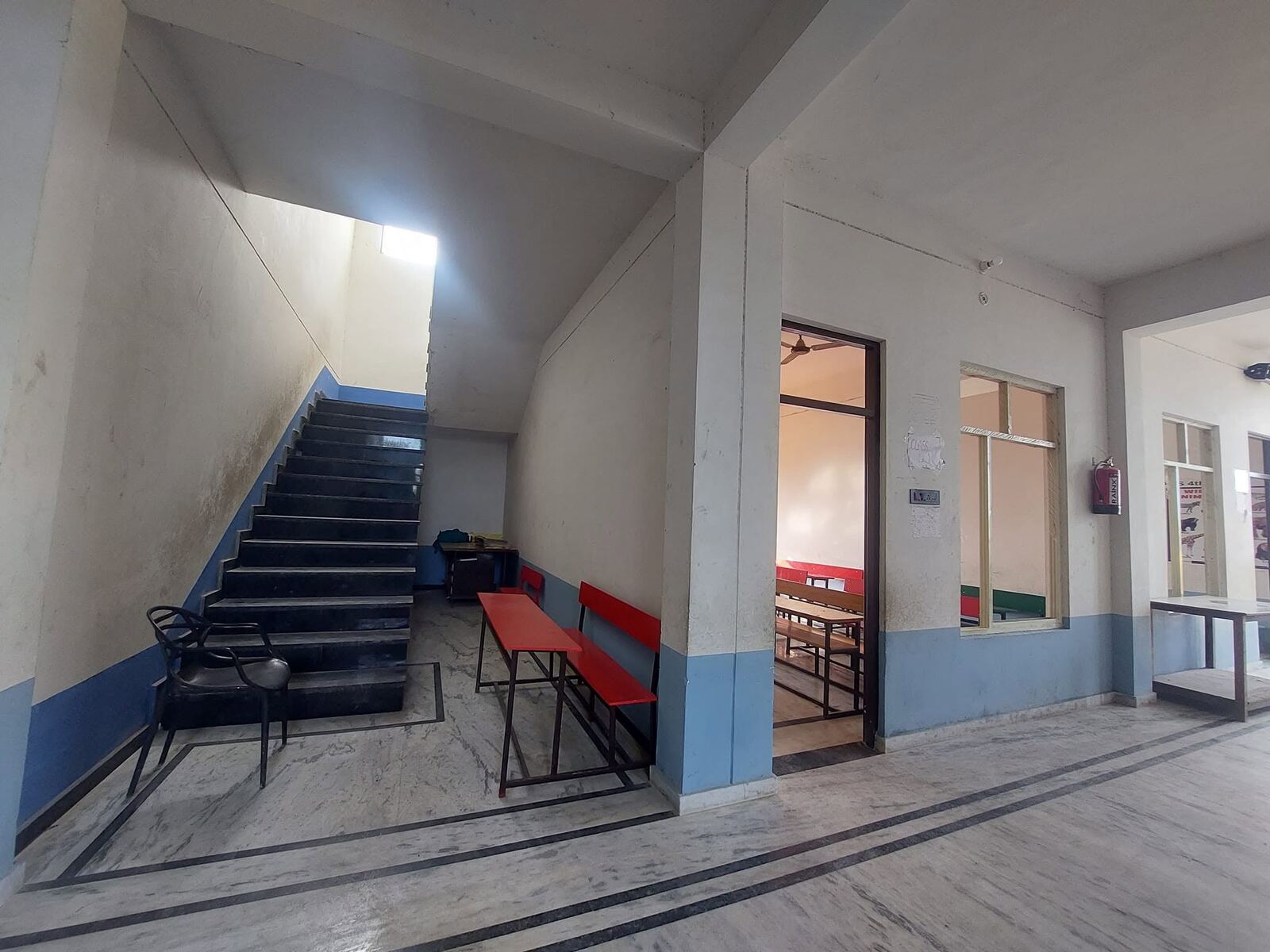 Staircase and hallway inside the academy